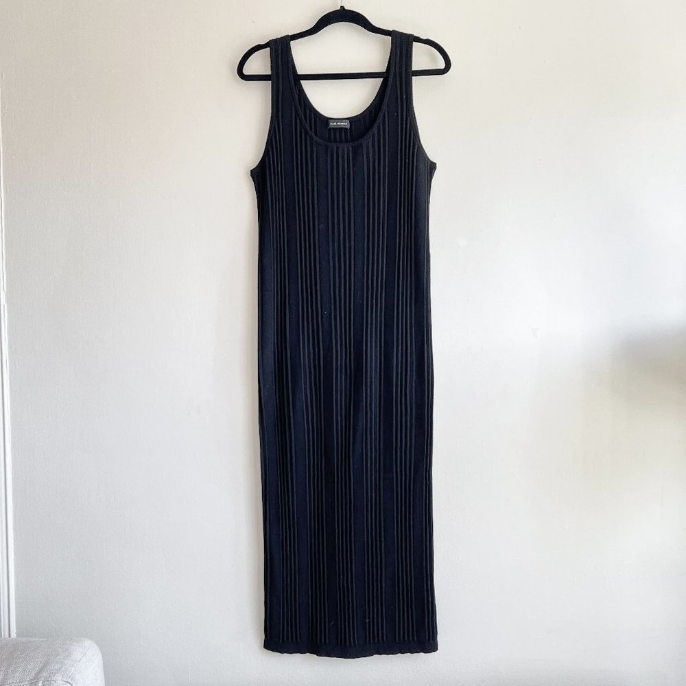Club Monaco Black Ribbed Tank Dress